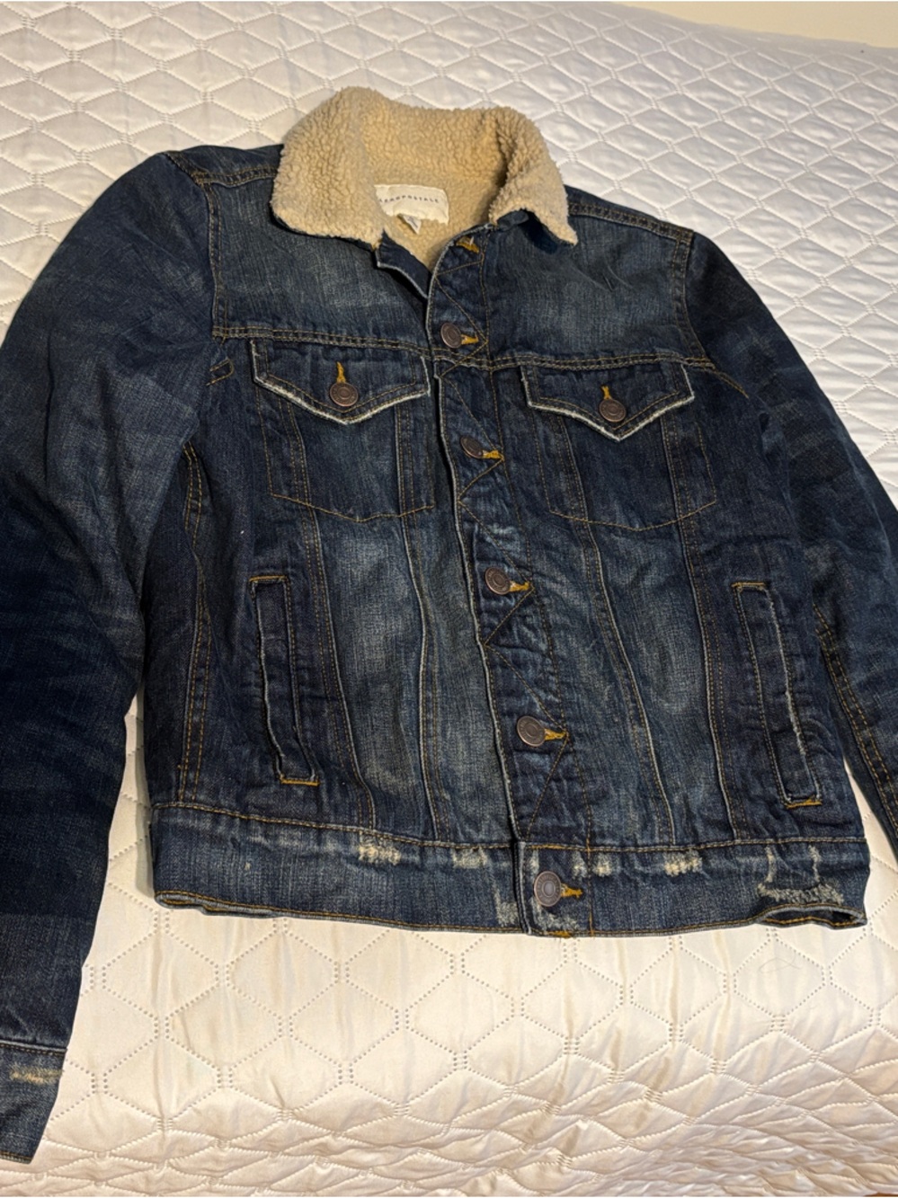 Aeropostale Dark Blue Denim Jacket with Sherpa Collar